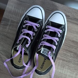 Converse Black Sneakers with Purple Laces Men's 5 Women's 7